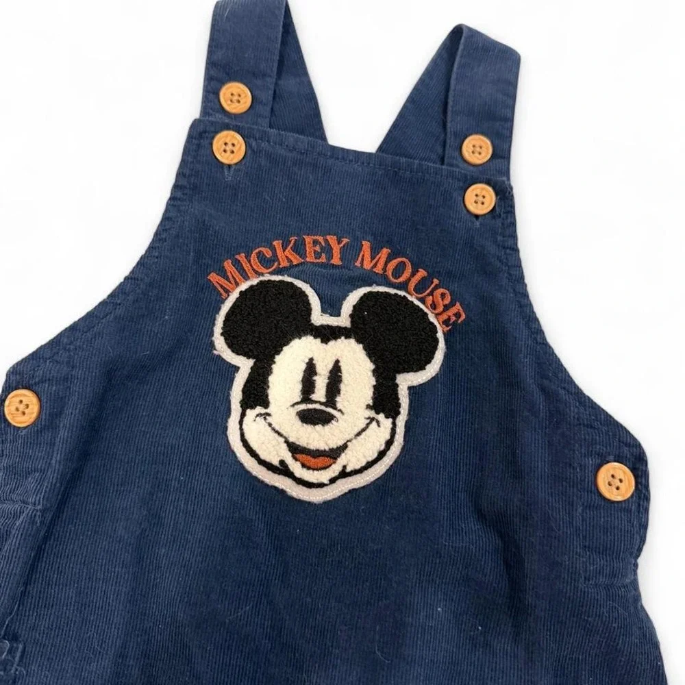 Disney Baby Mickey Mouse Navy Blue Corduroy Overalls Kids 6/9M LYMH200